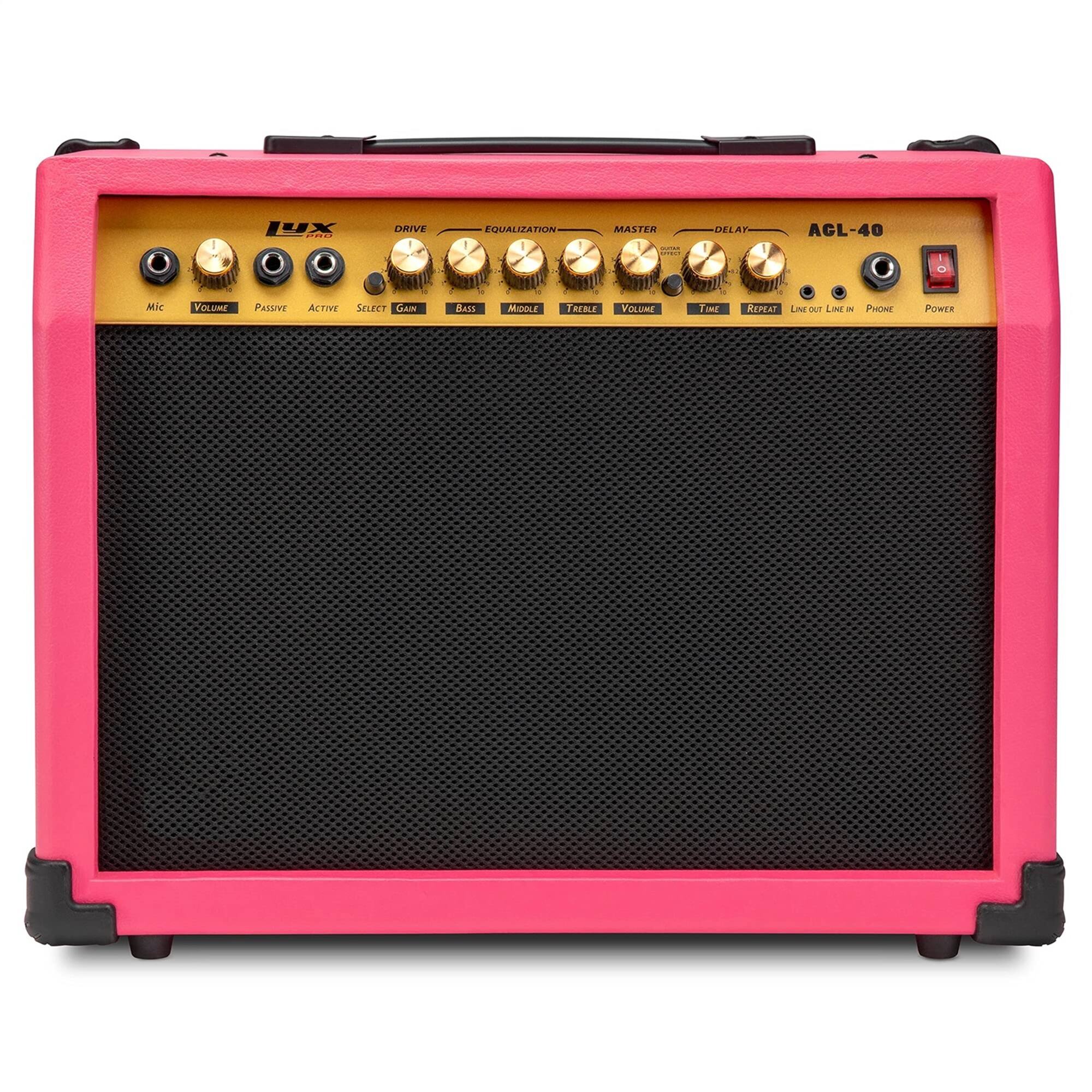 LUX DRIVE EQUALIZATION MASTER DELAY AGL-40 Mic VOLUME PASSIVE ACTIVE SELECT GAIN BASS MIDDLE TREBLE VOLUME TIME REPEAT LINE OUT LINE IN PHONE POWER