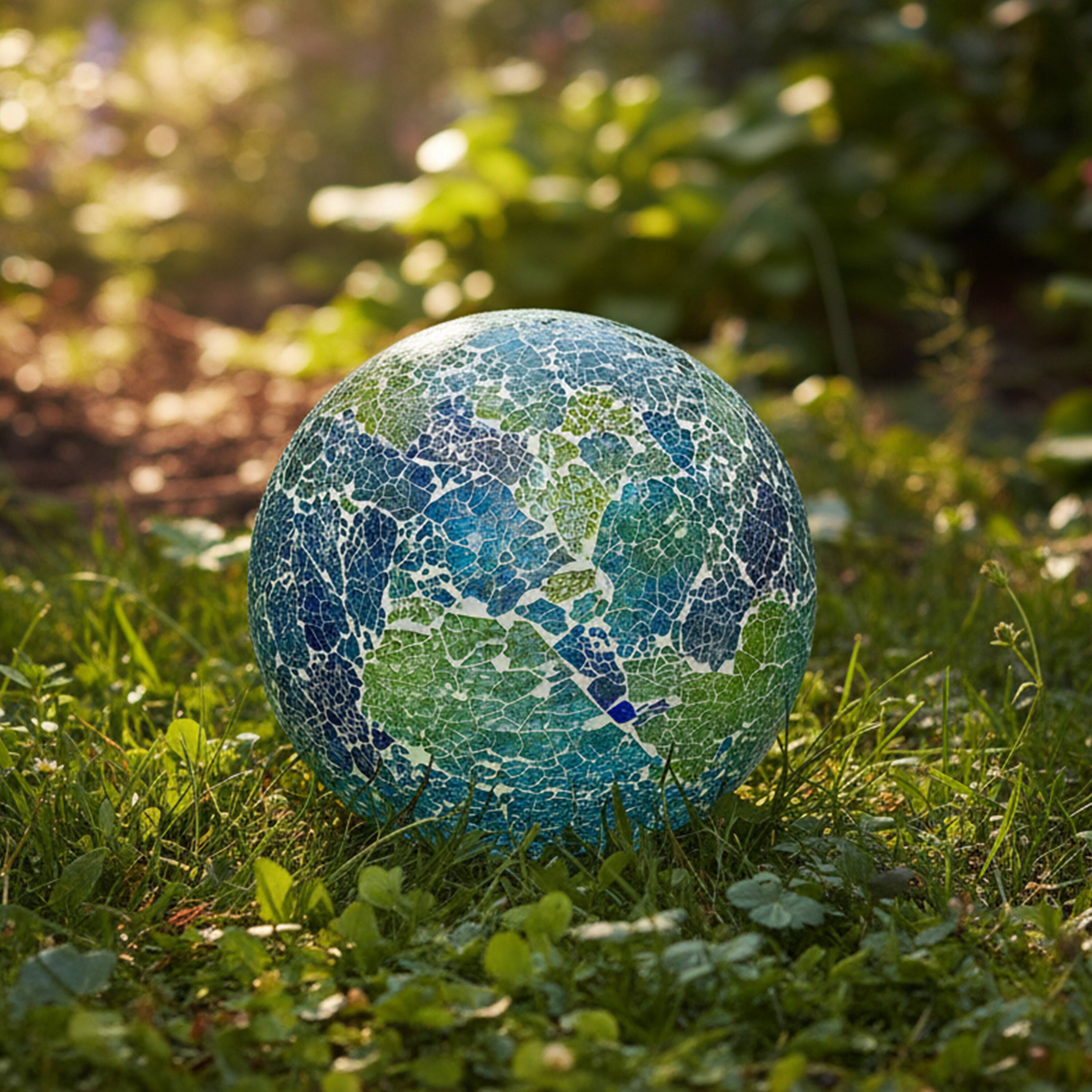 Alt View 5. Sunnydaze - Crackled Glass Mosaic Gazing Globe - 10 in - 2pk - Azul Terra.