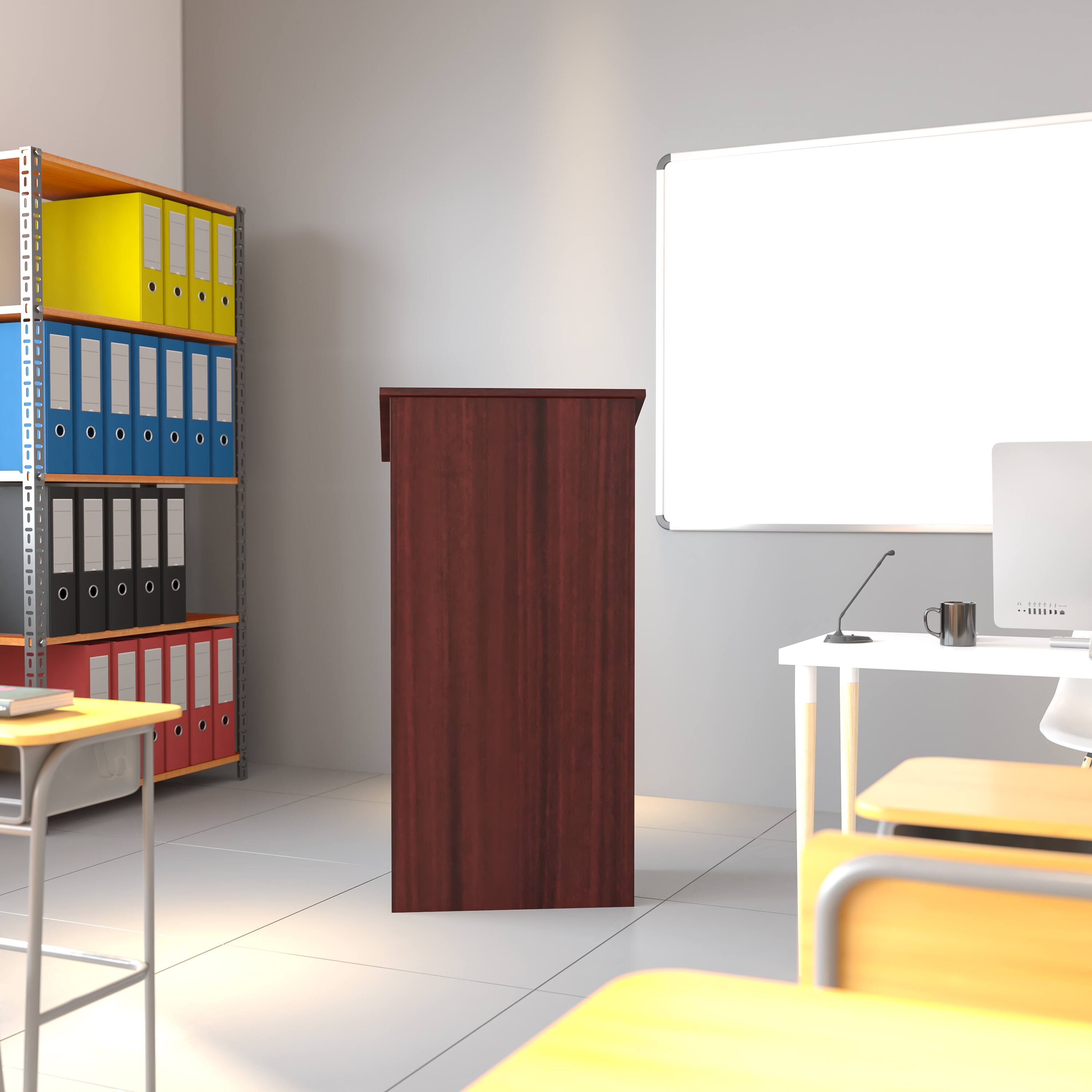 Alt View 1. Emma + Oliver - Stand-Up Wood Lectern / Restaurant Host Station - Mahogany.