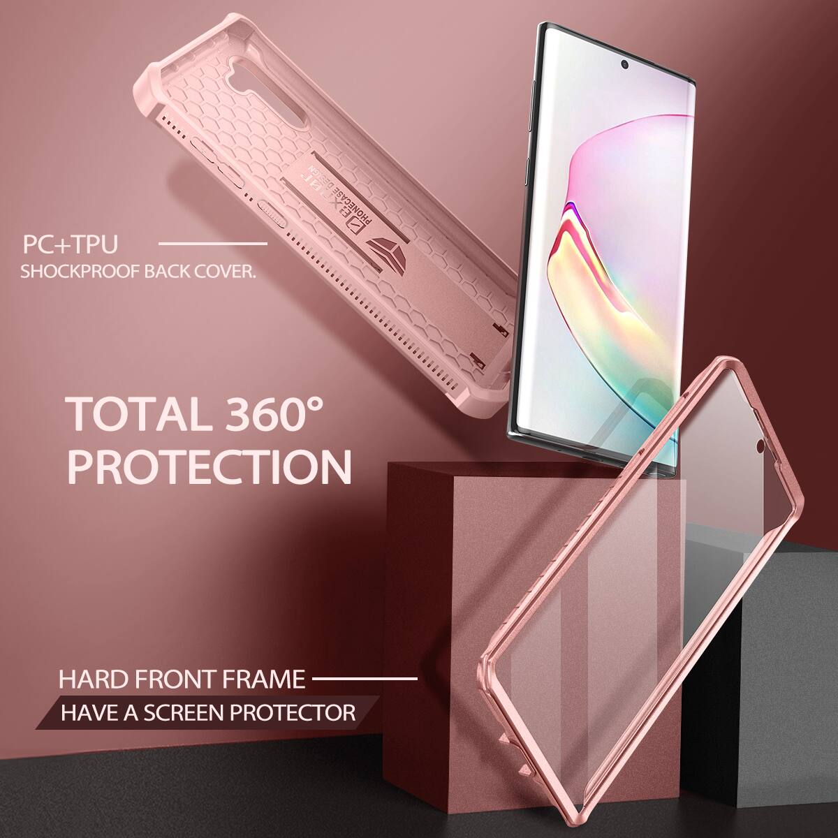 PC+TPU SHOCKPROOF BACK COVER.  
TOTAL 360° PROTECTION  
HARD FRONT FRAME  
HAVE A SCREEN PROTECTOR