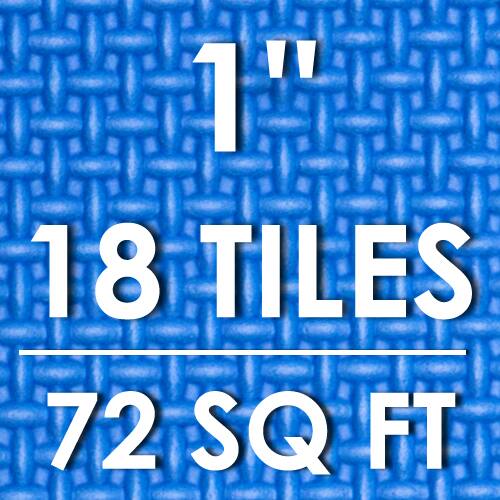 Alt View 3. ProsourceFit - ProsourceFit Weaved Pattern Exercise Puzzle Mat 1-in, 72 Sq Ft - 18 Tiles - Blue.