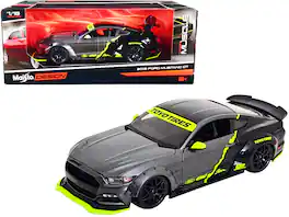 2015 Ford Mustang GT 5.0 Gray with Graphics "Modern Muscle" Series 1/18 Diecast Model Car by Maisto - Metallic And Black