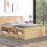 Whisen - Wood Platform Bed with Pull-Out Trundle and Storage Shelves,Extendable Bed - Natural