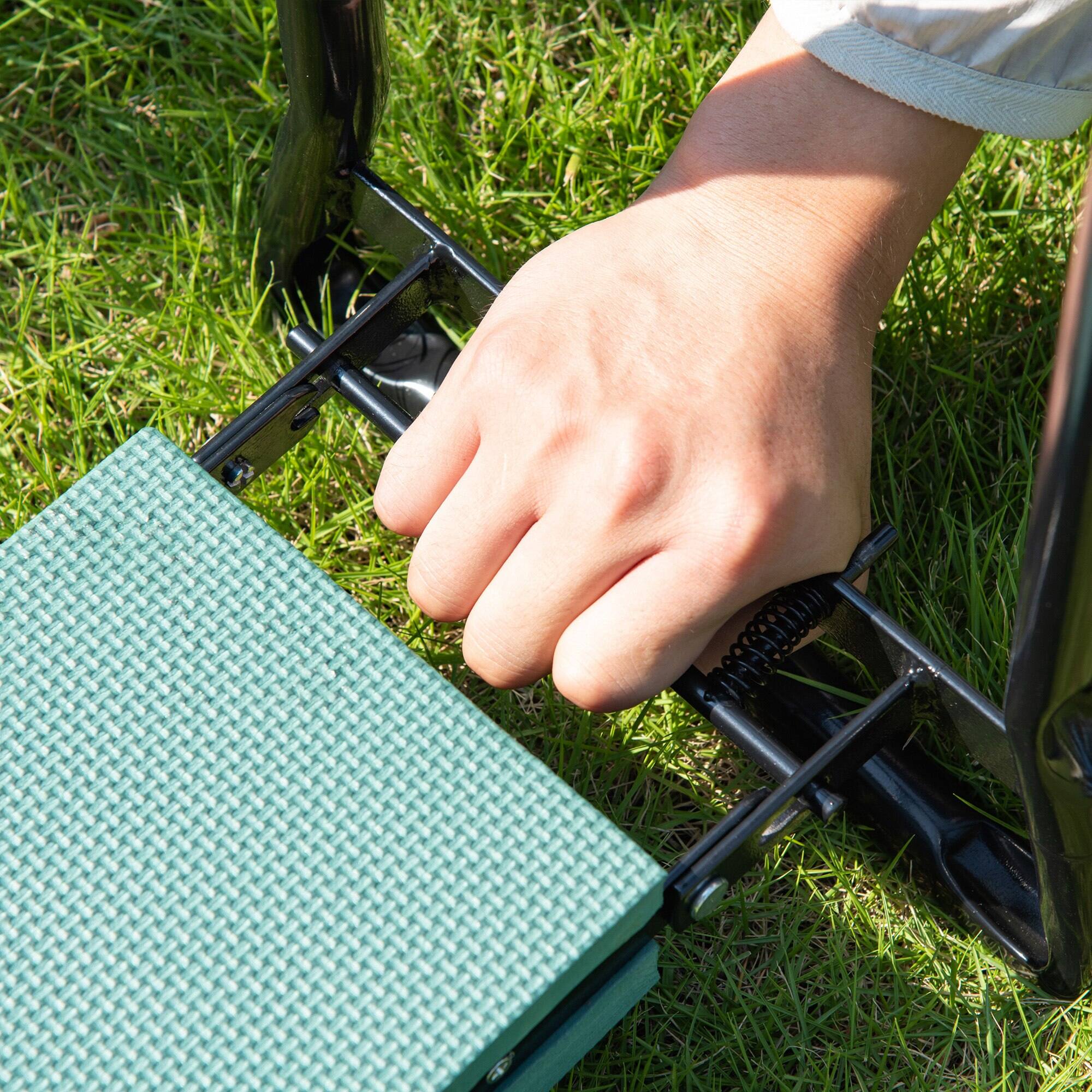Alt View 7. Outsunny - Padded Garden Kneeler and Seat Bench, Padded Foldable Garden Stool - Green.