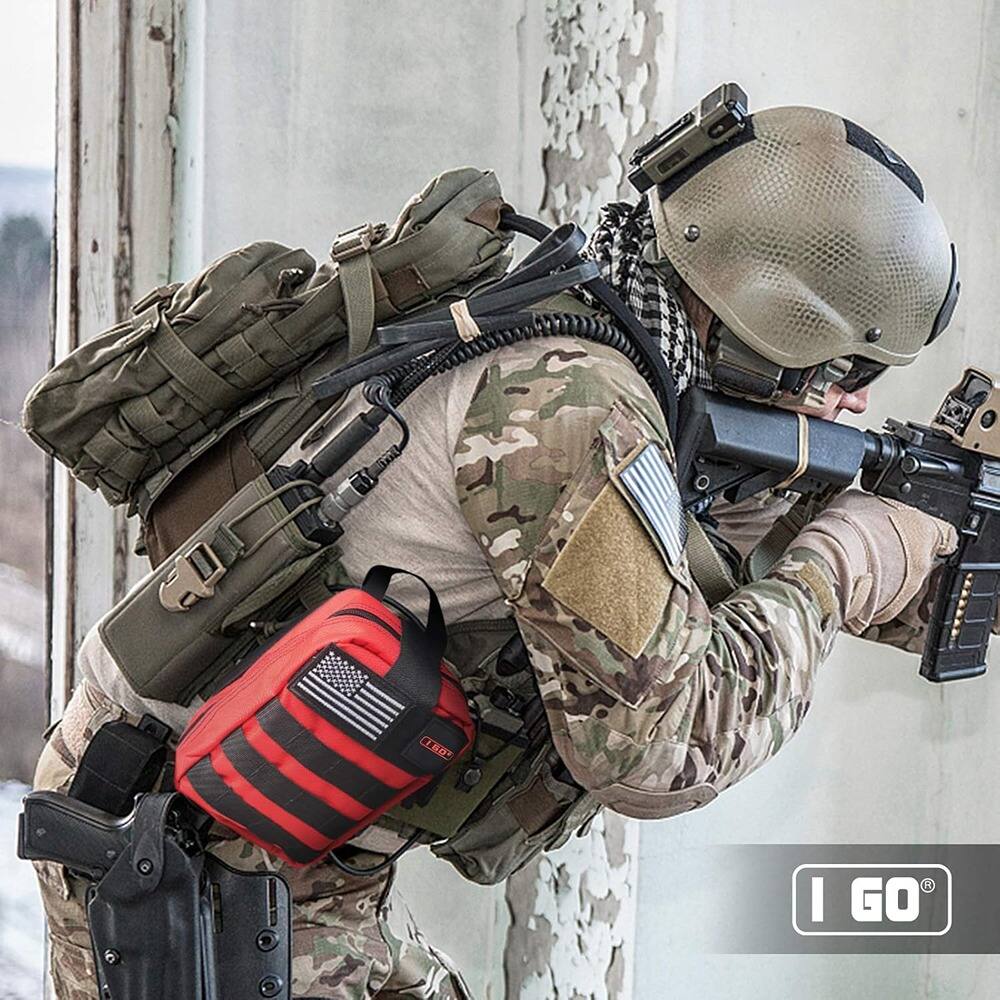 Back. PARKER SLATER - Compact 251-Piece Survival First Aid Kit with Molle Pouch - Black.