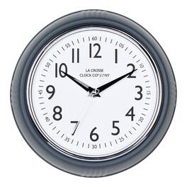 La Crosse Clock Co. - 9.5 Inch Retro Diner Silent Sweep Quartz Wall Clock - Dark Slate