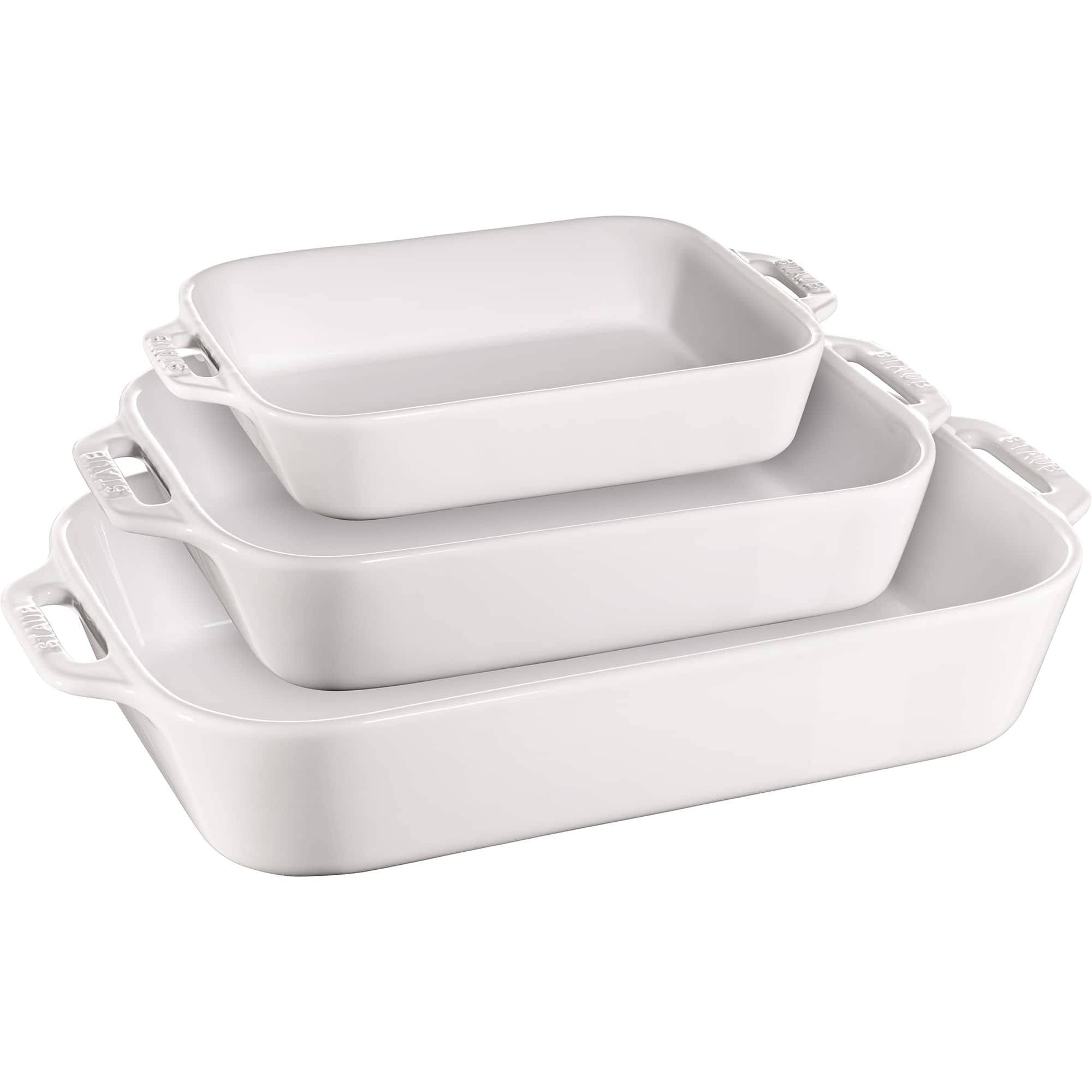 Staub - Ceramic 3-pc Rectangular Baking Dish Set - White