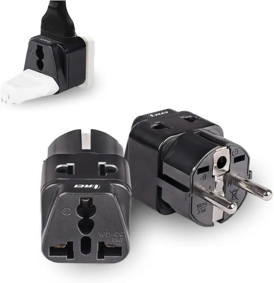European Adapter Orei USA to Europe (Schuko) Travel Adapter Plug 2 in 1 Type E/F Plug ...