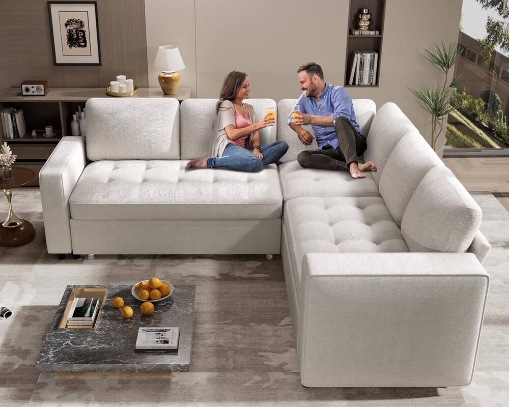 Alt View 6. Dyonery - Dyonery 5 Seat Modular Sectional Sofa with USB Ports/Adjustable Backrest/Storage Seats, Tool-Free Assembly,Beige - Beige.