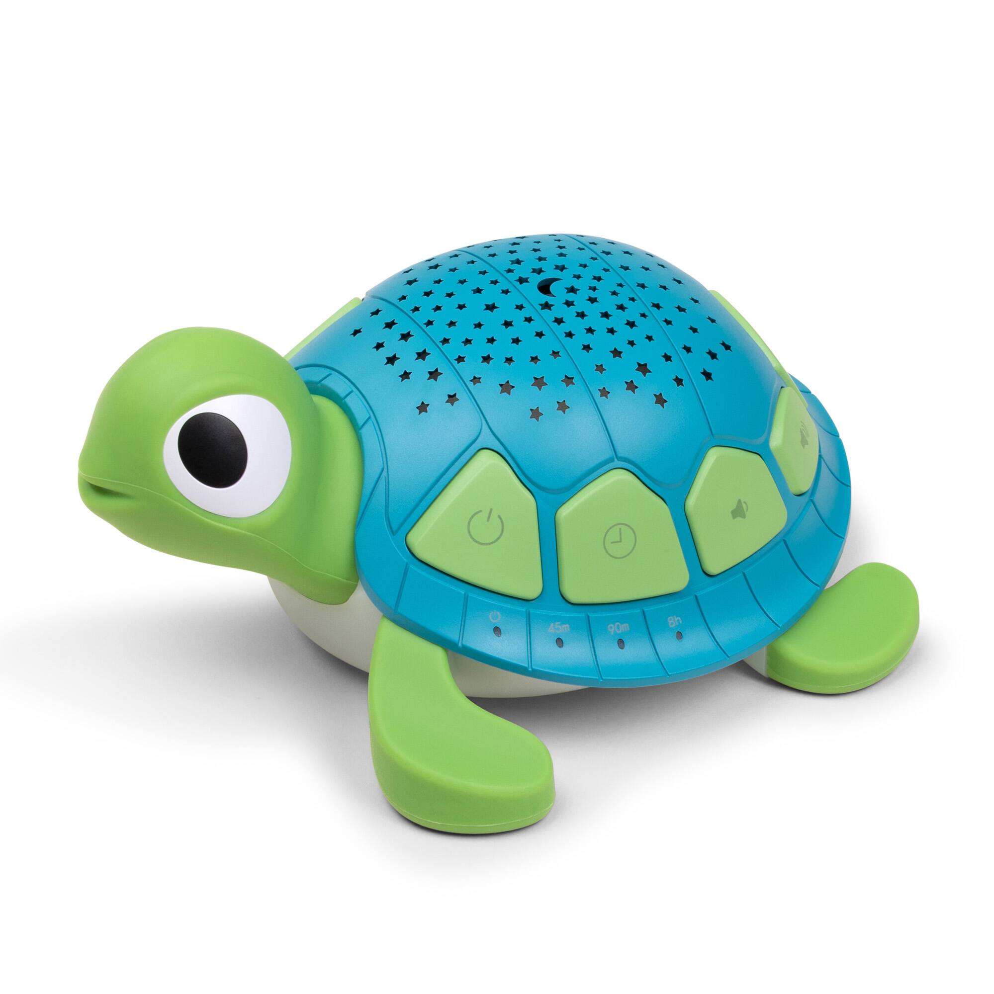 I'm sorry, but I cannot group or correct the text "45m 90m gn" as it does not appear to be related to the image of the blue and green turtle toy. The image features a small toy turtle with a keyboard on its back, and it is placed on a white background.