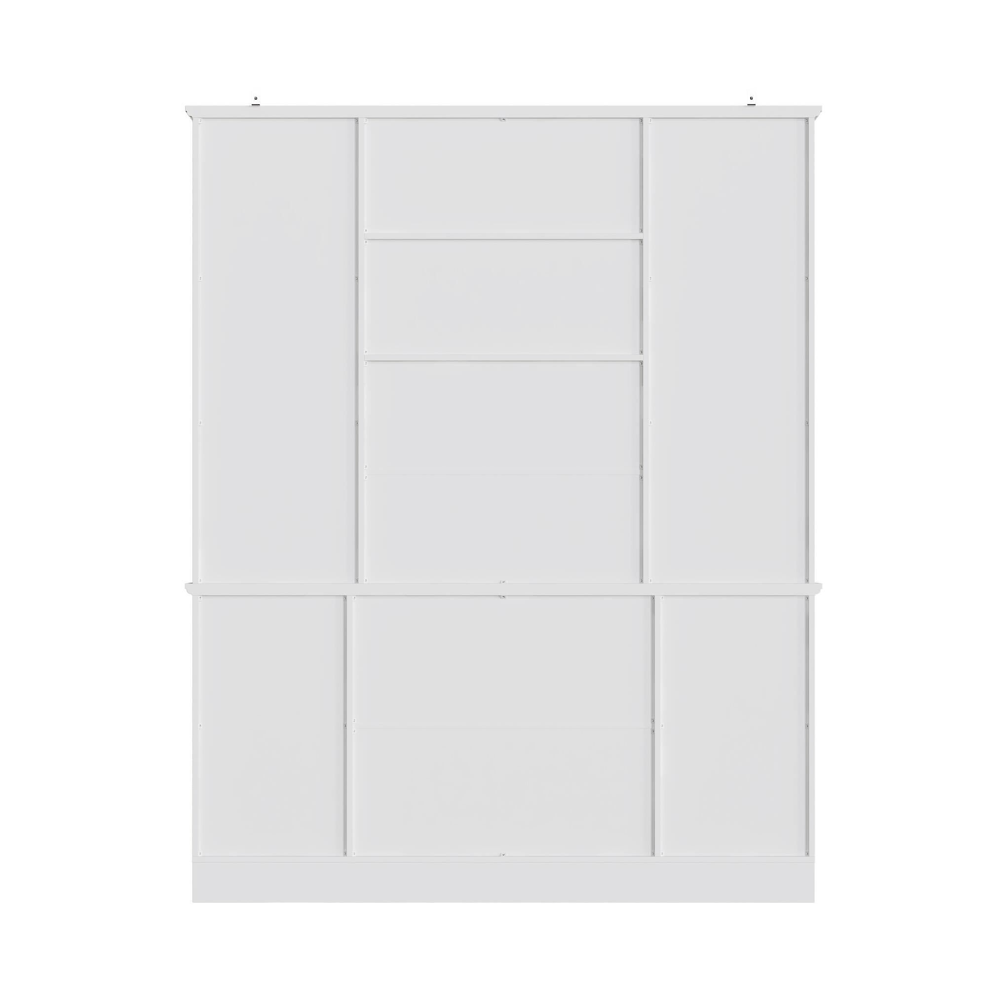 Back. Famapy - Famapy Multi - functional Kitchen Storage Cabinet - Adjustable Shelves, Glass Doors & Wine Rack - White.