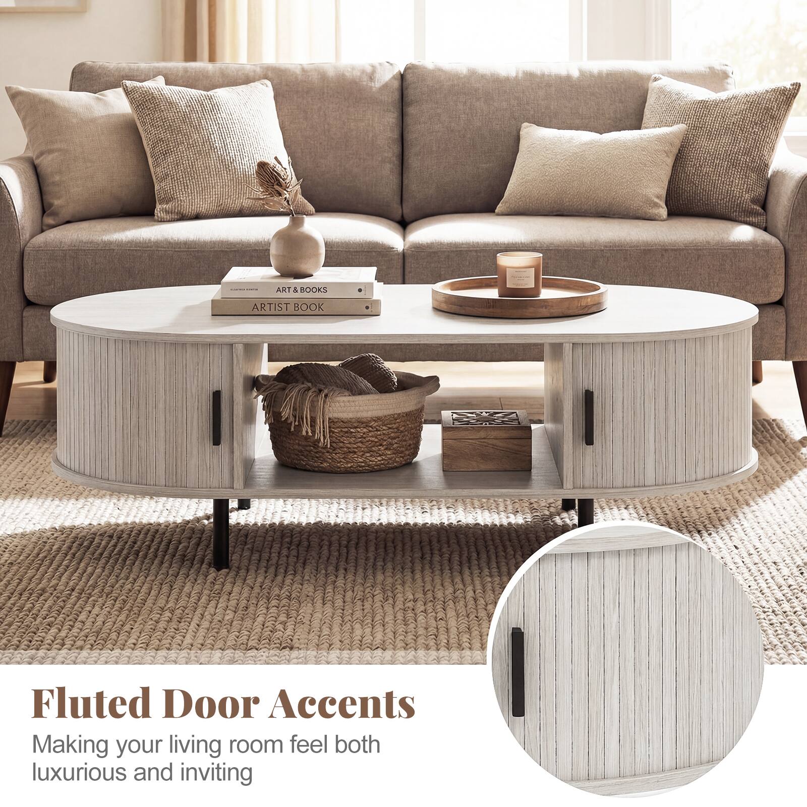 ART & BOOKS  
ARTIST BOOK  

Fluted Door Accents  
Making your living room feel both luxurious and inviting