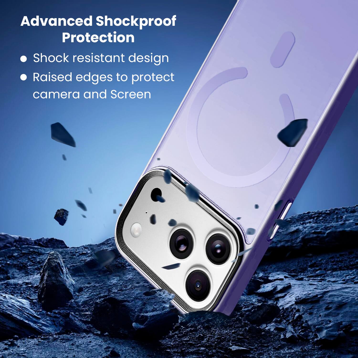 Advanced Shockproof Protection

- Shock resistant design
- Raised edges to protect camera and screen