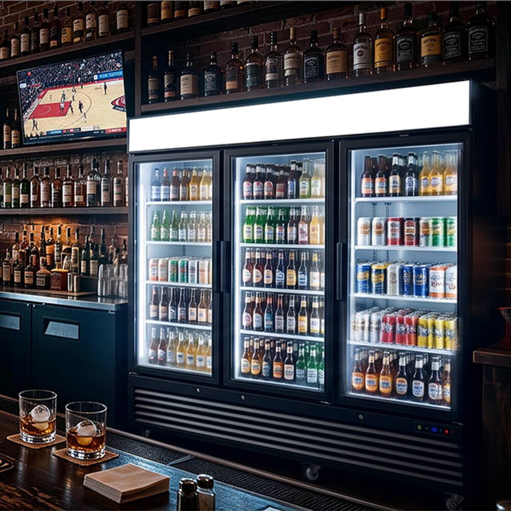 Alt View 5. Coolake - Coolake 82"W 72 Cu.Ft. Commercial Beverage Merchandiser Refrigerator with 3 Glass Doors in Black, Customizable Lightbox - Black.