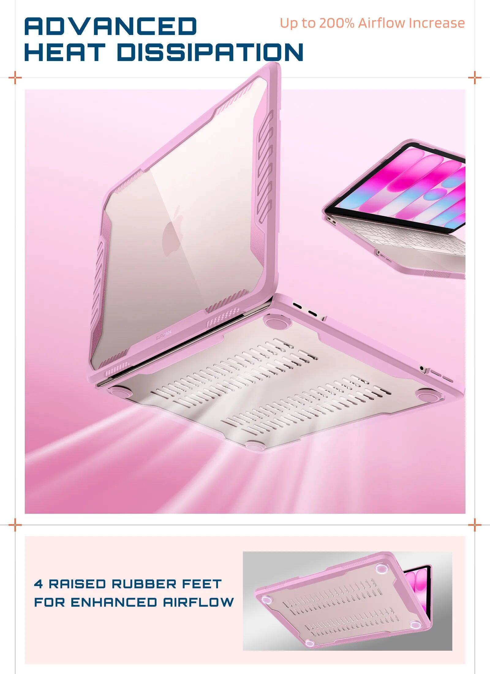 ADVANCED HEAT DISSIPATION  
Up to 200% Airflow Increase  

4 RAISED RUBBER FEET FOR ENHANCED AIRFLOW