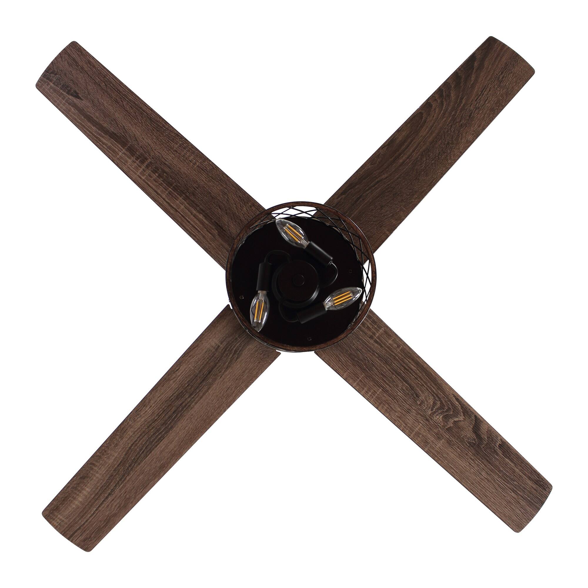 Alt View 4. Parrot Uncle - 52" Farmhouse 4-Blade Caged Ceiling Fan with Remote Control - Black.