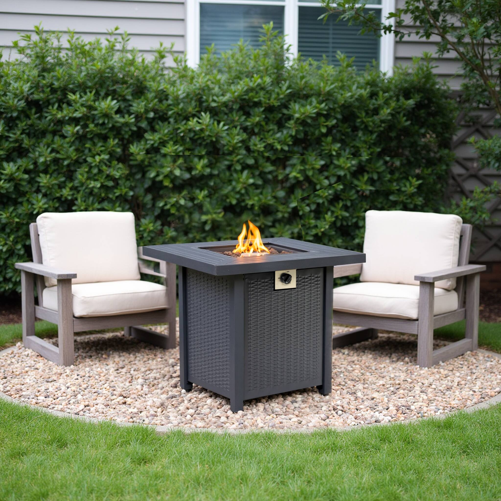 Alt View 2. Dexmalle - Dexmalle-28Inch Iron Square Propane Fire Pit Table-Black.