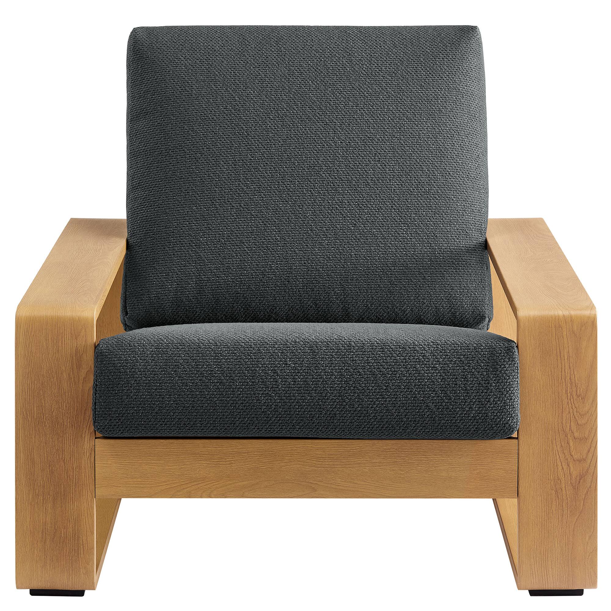 Alt View 5. Modway - Lirienne Outdoor Patio Aluminum Faux Wood Armchair by Modway - Charcoal Natural.