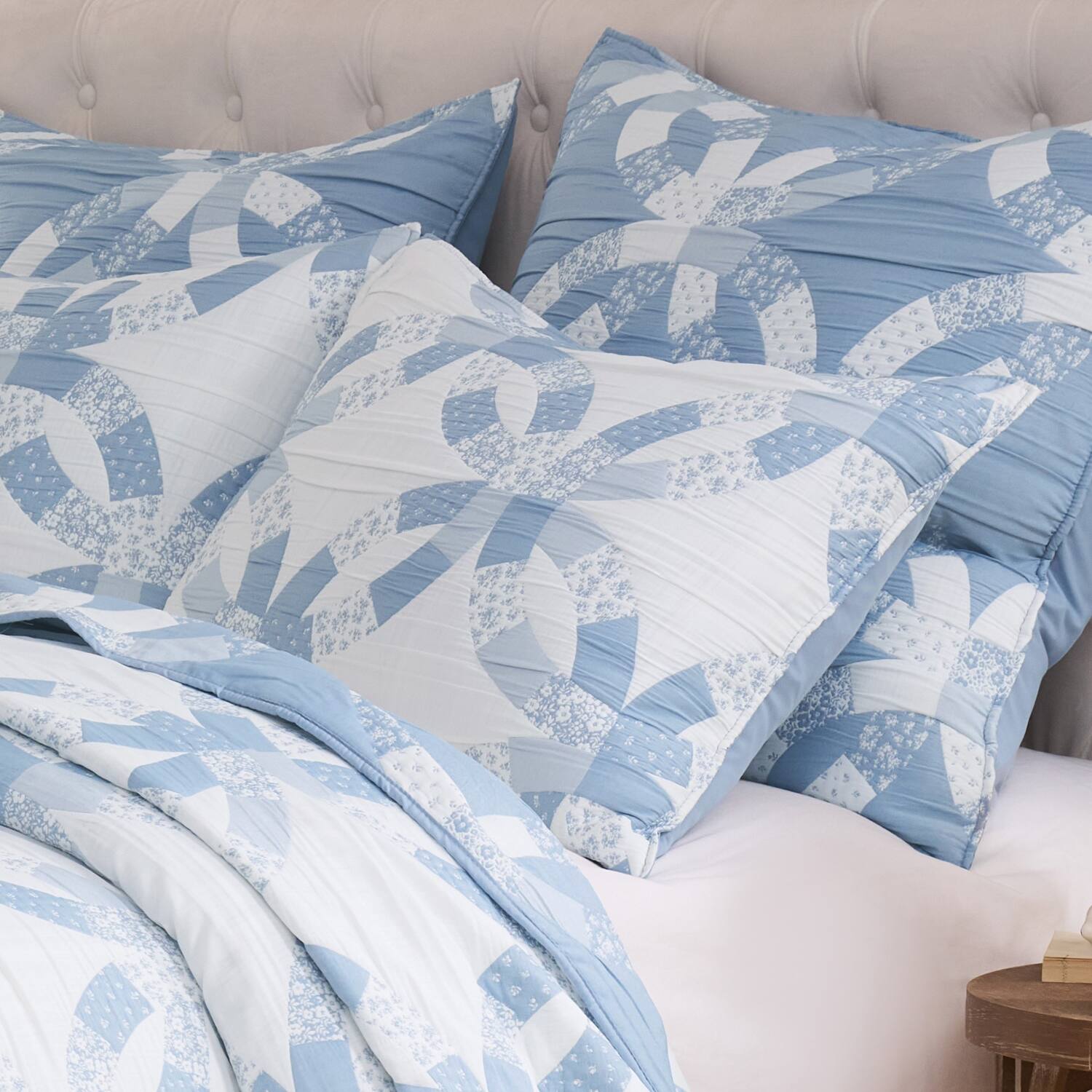 Alt View 2. Greenland Home Fashions - Greenland Home Fashions 100% Jacquard Woven Polyester Wedding Ring Sham King Blue - Blue.
