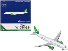 Embraer E190-E2 Commercial Aircraft "Wideroe" (LN-WEA) Tail 1/400 Diecast Model Airplane by GeminiJets - White with Green