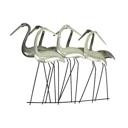 Front. J.D. Yeatts - Metal Flock Of Coastal Birds Wall Art Sculpture Hanging Ocean Beach Home Decor - Grey.