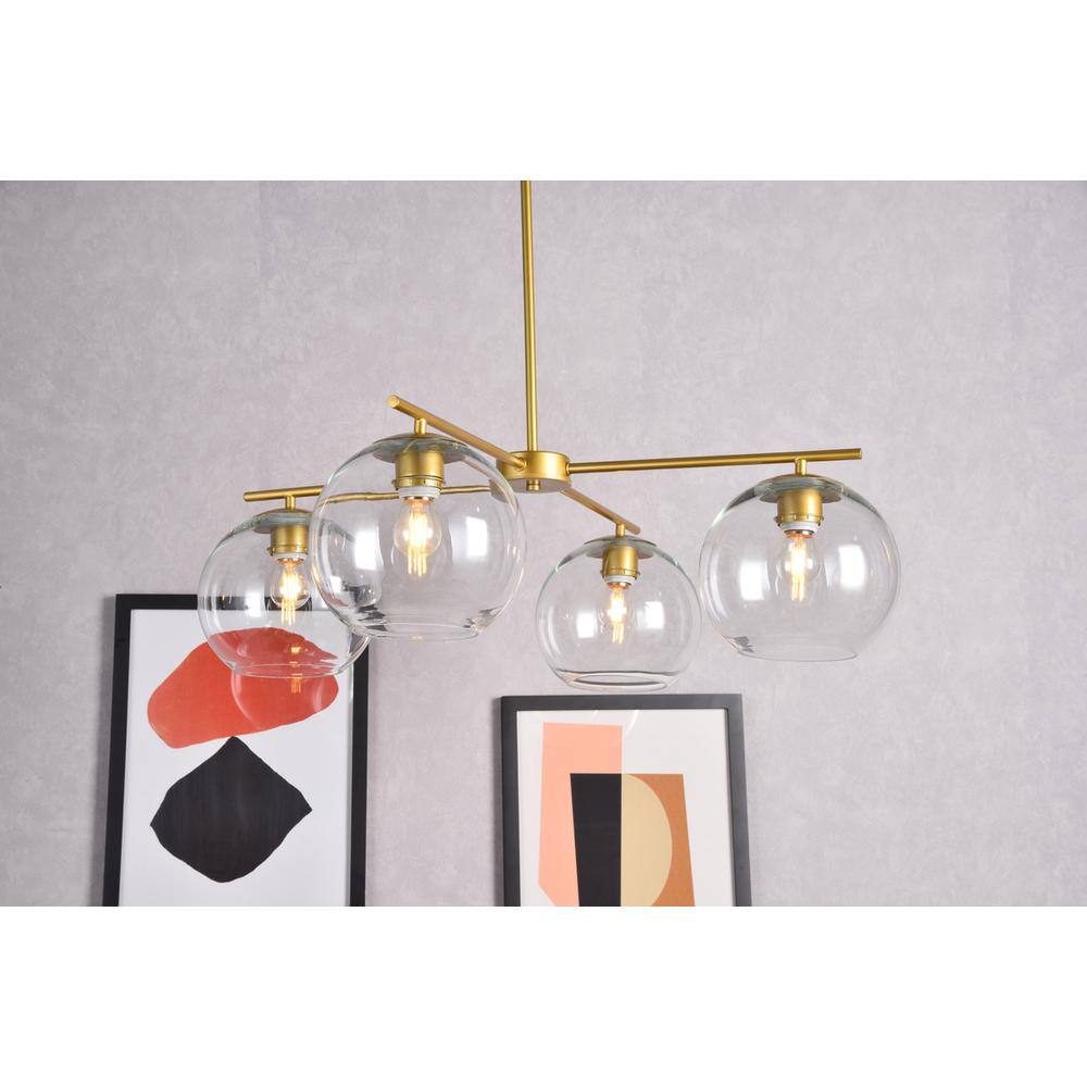 Back. Living District - Opus 4 lights brass pendant - Brass And Clear.