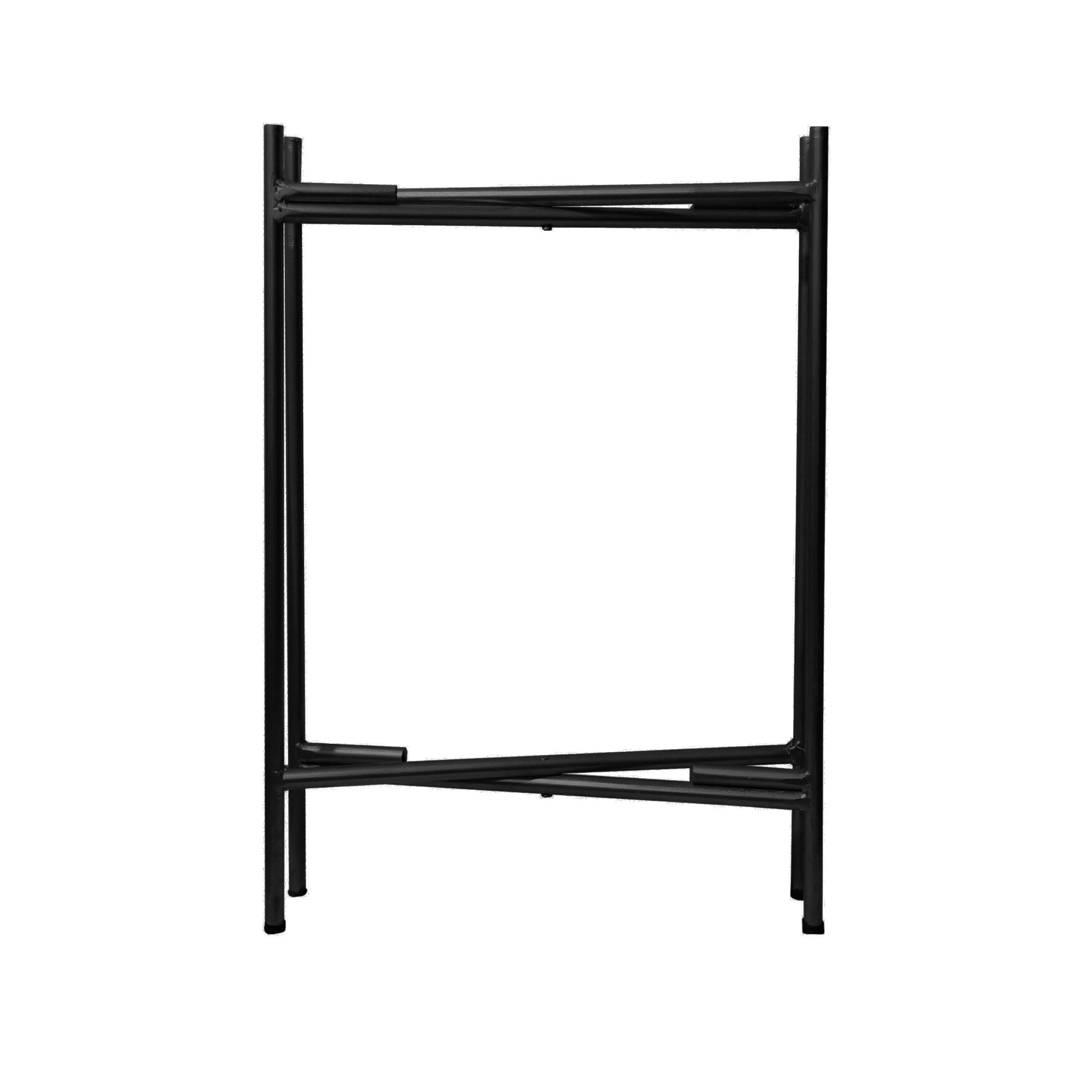 Alt View 4. Manhattan Lane - Vica 15 Inch Modern Side End Table, Metal Round Tray Top, Foldable Legs - Black.