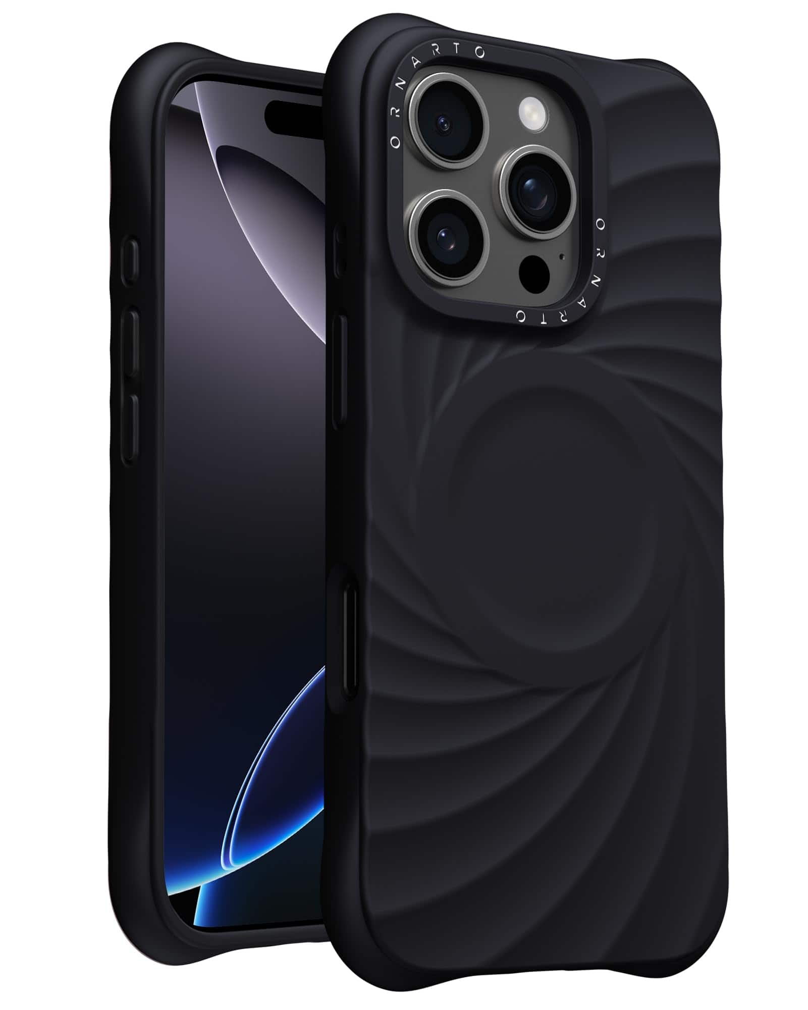 Front. Ornarto - ORNARTO Vortuxe for Liquid Silicone iPhone 16 Pro Case 6.3", Drop Protection, Compatible with MagSafe - Black - Black.