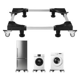 Ropilly - Adjustable Fridge Stand Steel Appliance Dolly with Locking Wheels for Washer Refrigerator - Black