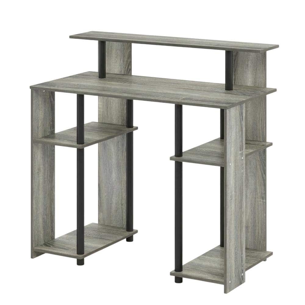 BisonOffice - Computer Writing Desk with Modern Design, Sturdy - French Oak Grey/Black