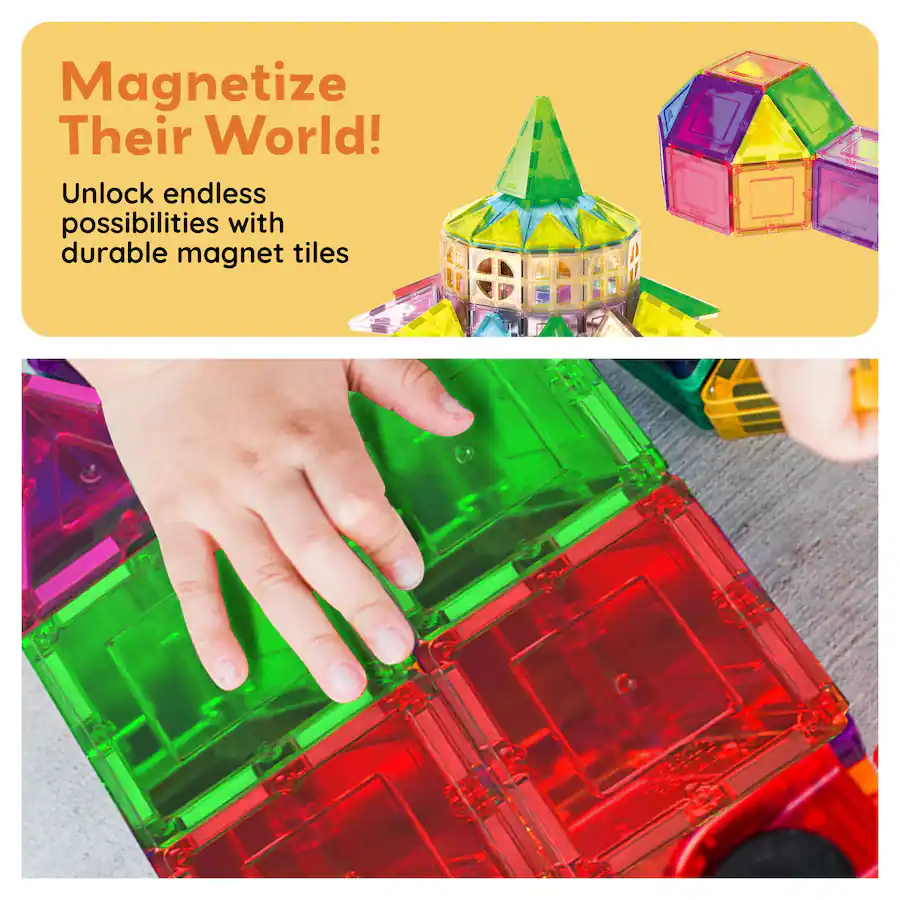 PicassoTiles PICASSO TILES Magnetic Tiles For Kids 61PCS Construction ...