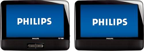 Front Standard. Philips - Refurbished 9" Widescreen Portable DVD Player with Dual Screens.