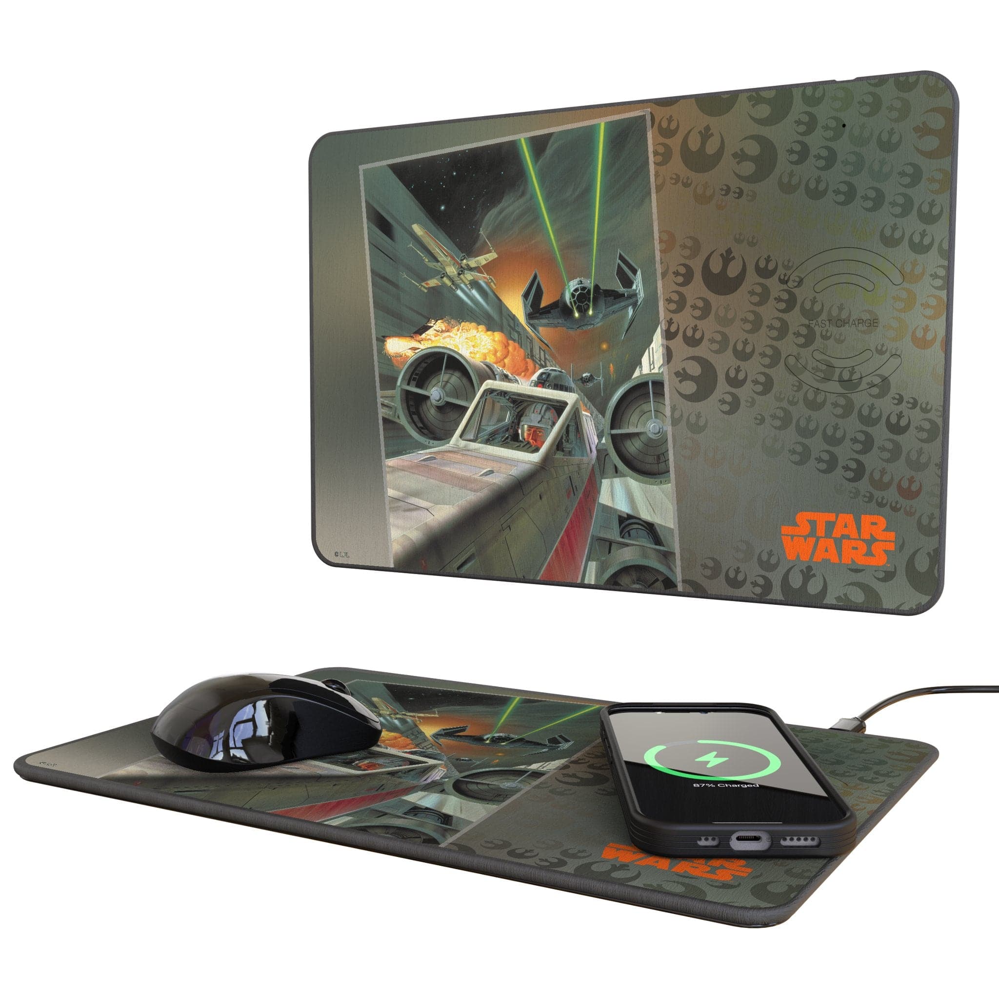 Keyscaper - Star Wars: A New Hope Portrait 15-Watt Wireless Charger and Mouse Pad - X-Wing
