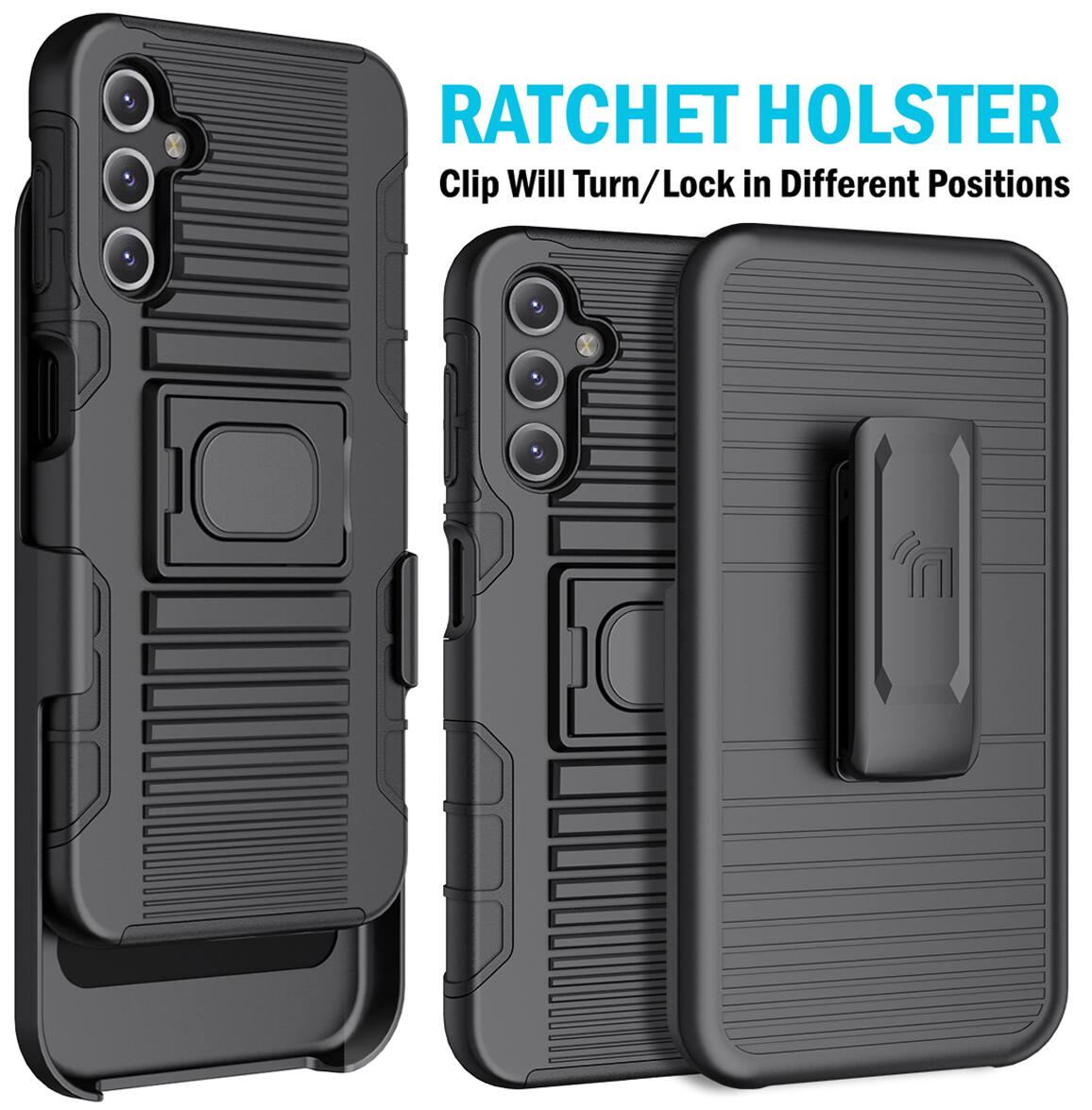 RATCHET HOLSTER  
Clip Will Turn/Lock in Different Positions