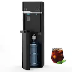 Front. Parrot Uncle - 3-in-1 Water Dispenser with Ice Maker Bottom,Self Cleaning Bottom Loading for 5 Gallon Water - Black.