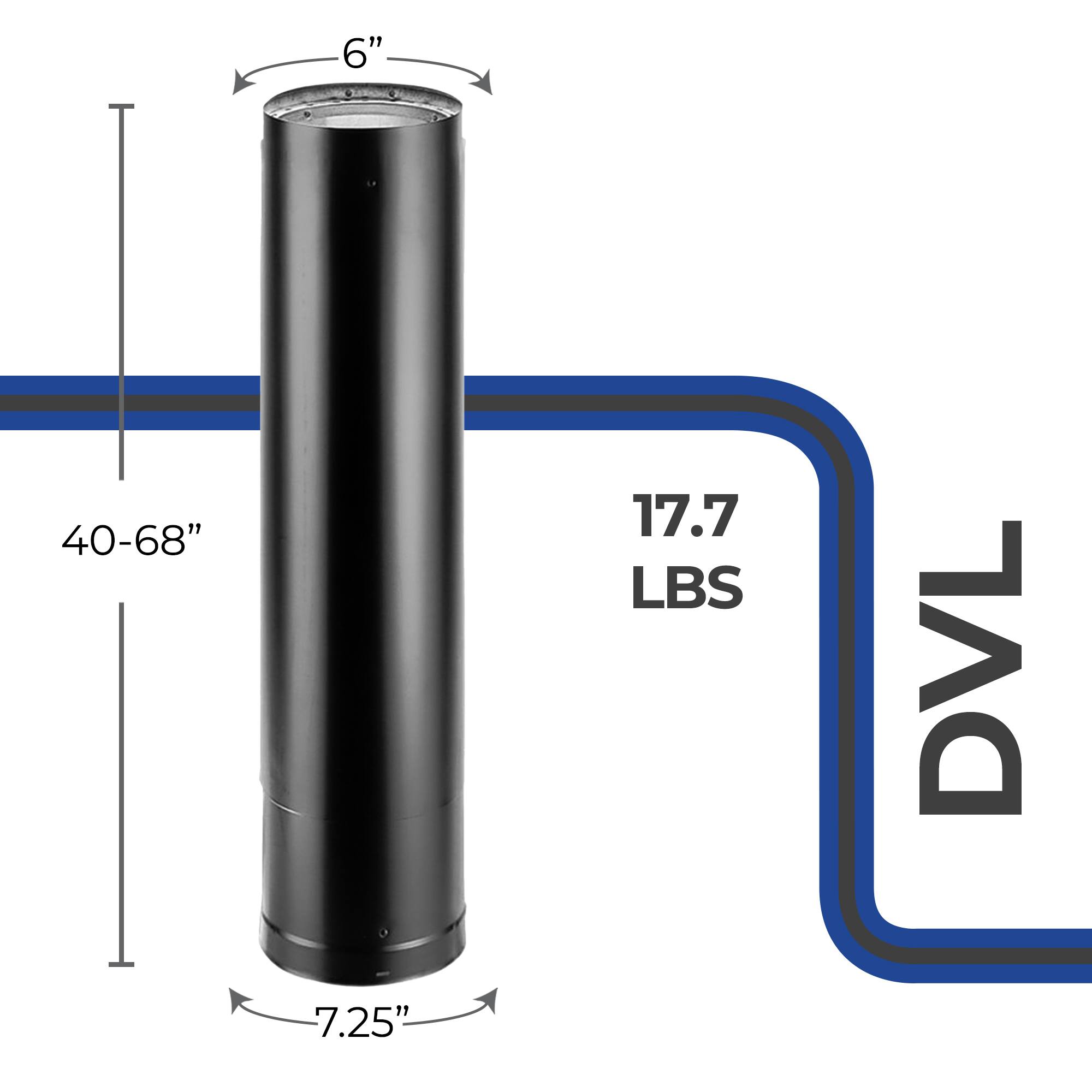 6"  
40-68"  
17.7 LBS  
7.25"  
DVL