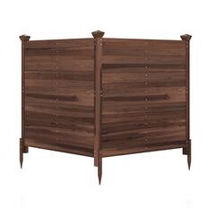 Front. Costway - Costway Outdoor Privacy Fence, 47 x 47-Inch 2-Panel Air Conditioner Fence for Outside - Brown.