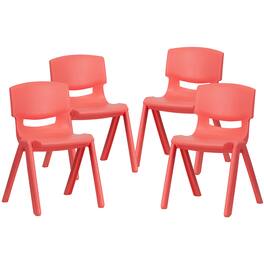 Emma + Oliver - 4 Pack Plastic Stackable K-2 School Chair with 13.25"H Seat - Red