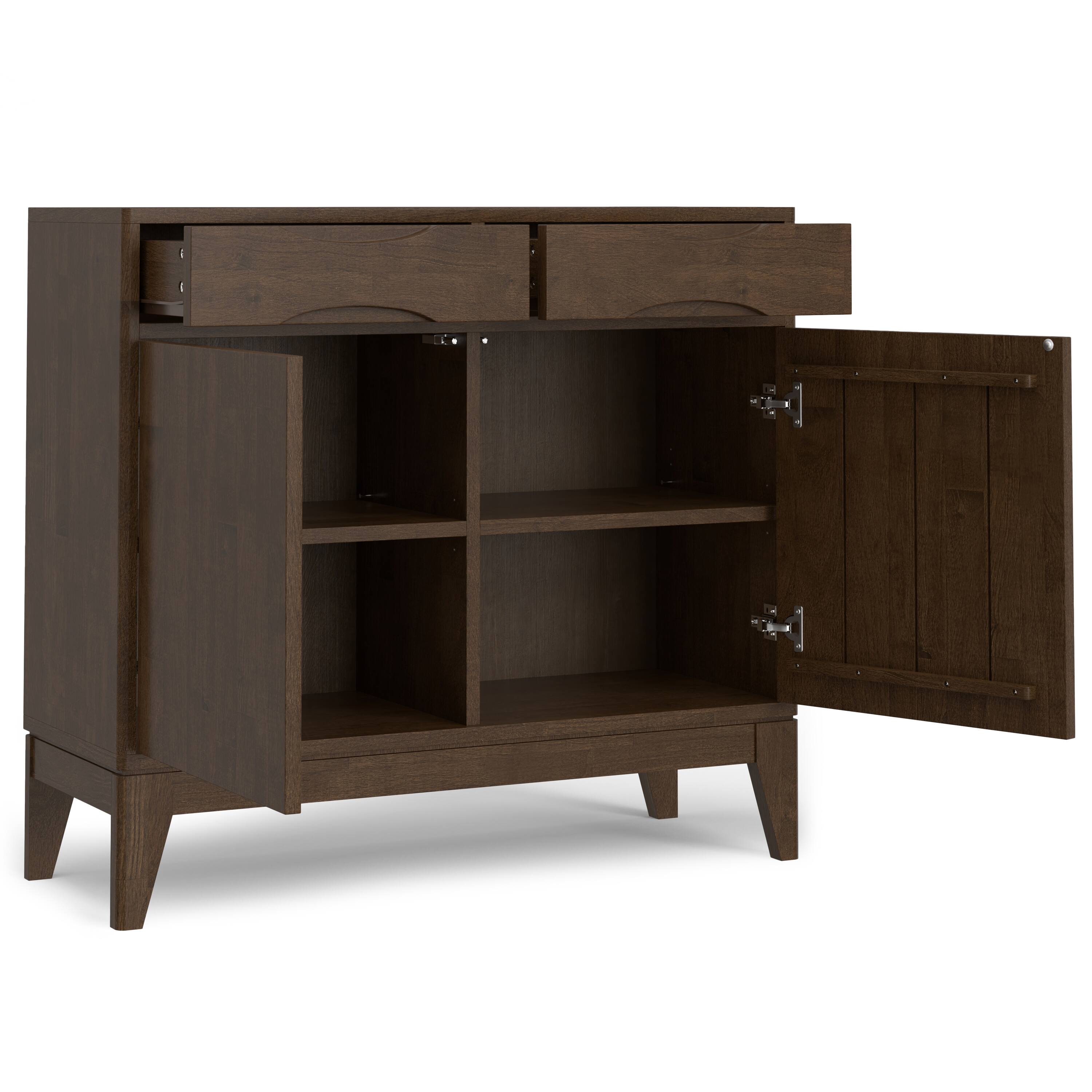 Back. Simpli Home - Harper Solid Wood 40 inch Storage Cabinet in Walnut Brown (Set of 2) - Walnut Brown.