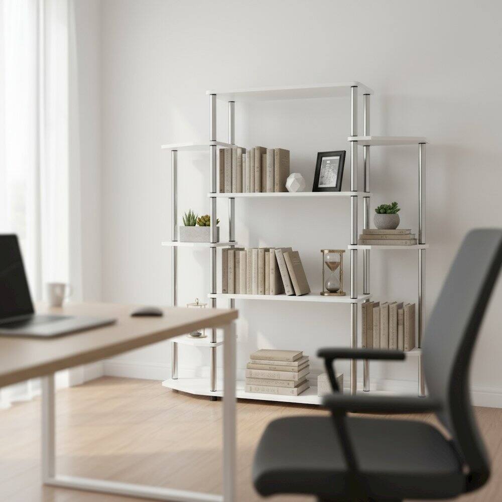 Alt View 1. FurniFact - Wall Unit Bookshelf with 10 Tiers - White.