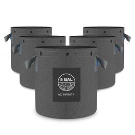 AC Infinity - Heavy Duty Reusable Fabric Pots 5 Gallon, Pack of 5, Round