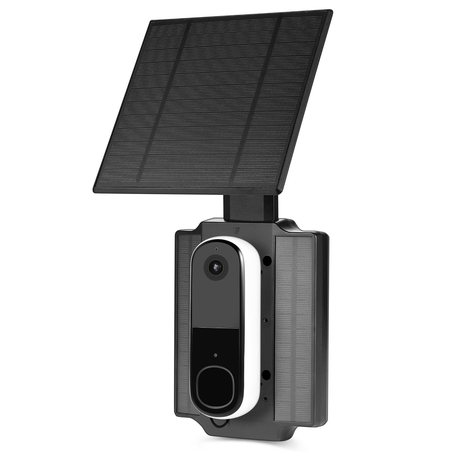 Front. Wasserstein - Universal 2.5W Solar Charger w/ Battery for Arlo 2K, WYZE Duo, eufy E340/C30/C31 Wireless Video Doorbells - Black.