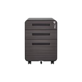 Boyel Living - 3 Drawer Mobile File Cabinet Under Desk Office Versatile Storage Cabinet - Brown black
