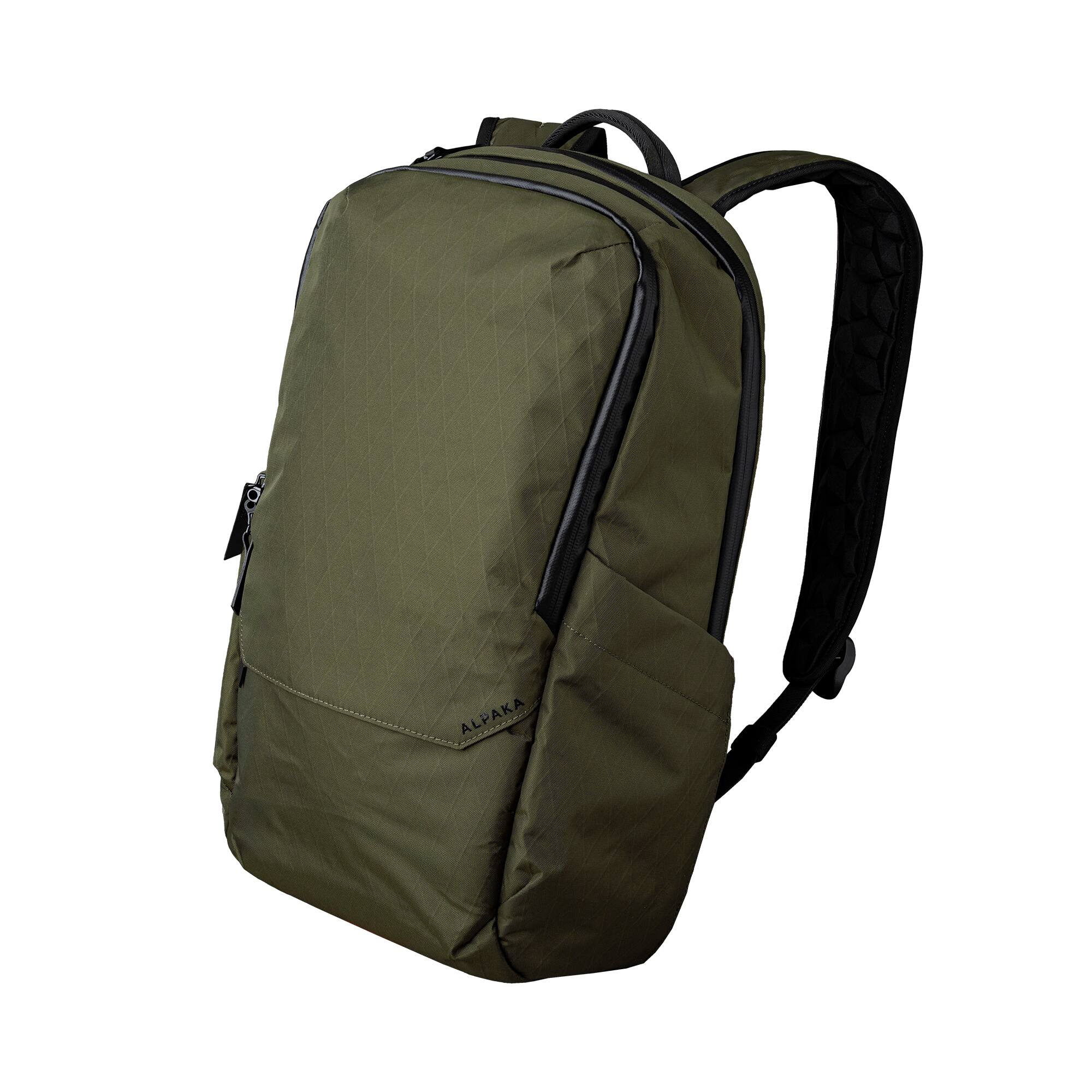 Front. ALPAKA - Elements Backpack Pro Laptop Backpack Fits 16'' Laptop with Dual Bottle Pockets, Travel Backpack for Men - Olive Green X-Pac X42.