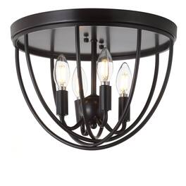 Jonathan Y - Peter 13.75" Metal LED Flush Mount, Oil Rubbed Bronze - Oil-Rubbed Bronze