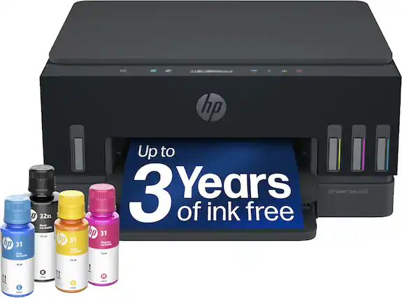 K D P P P 0 32XL Back Ink Buttie p 31 11 ml hp 31 p Magents 31 In Bette Fallow MA Beltr Can T0 ml Im Ruditle T0 m - 1 1 K It - M It - Y TVWN hp Up to 3 Years of ink free y HP Smart Tank 6003
