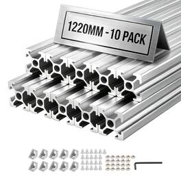 VEVOR - 10PCS 2020 Aluminum Extrusion Profile, 48 Inch 1220 mm, T Slot European Standard Anodized Linear Rail - Silver
