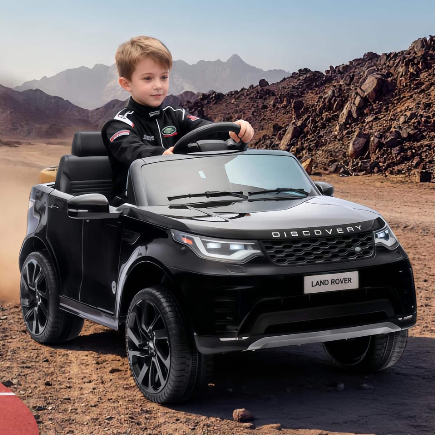 Homhougo - 12V Land Rover 2 Seater Kids Ride On Toy Car, Remote Control, LED Lights