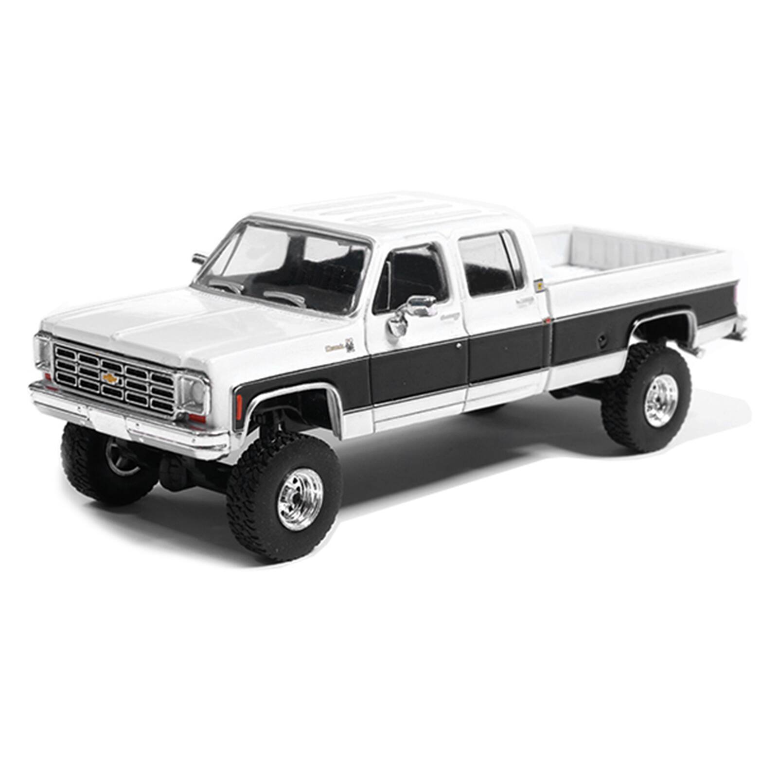 Alt View 1. IXO - 1978 Chevrolet Silverado K30 Crew Cab Pickup Truck White and Black 1/64 Diecast Model Car by IXO Models.