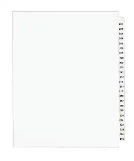 Avery - Legal Pre-Printed Paper Divider Collated Set, 201-225 Tabs, Style, Letter Size - White